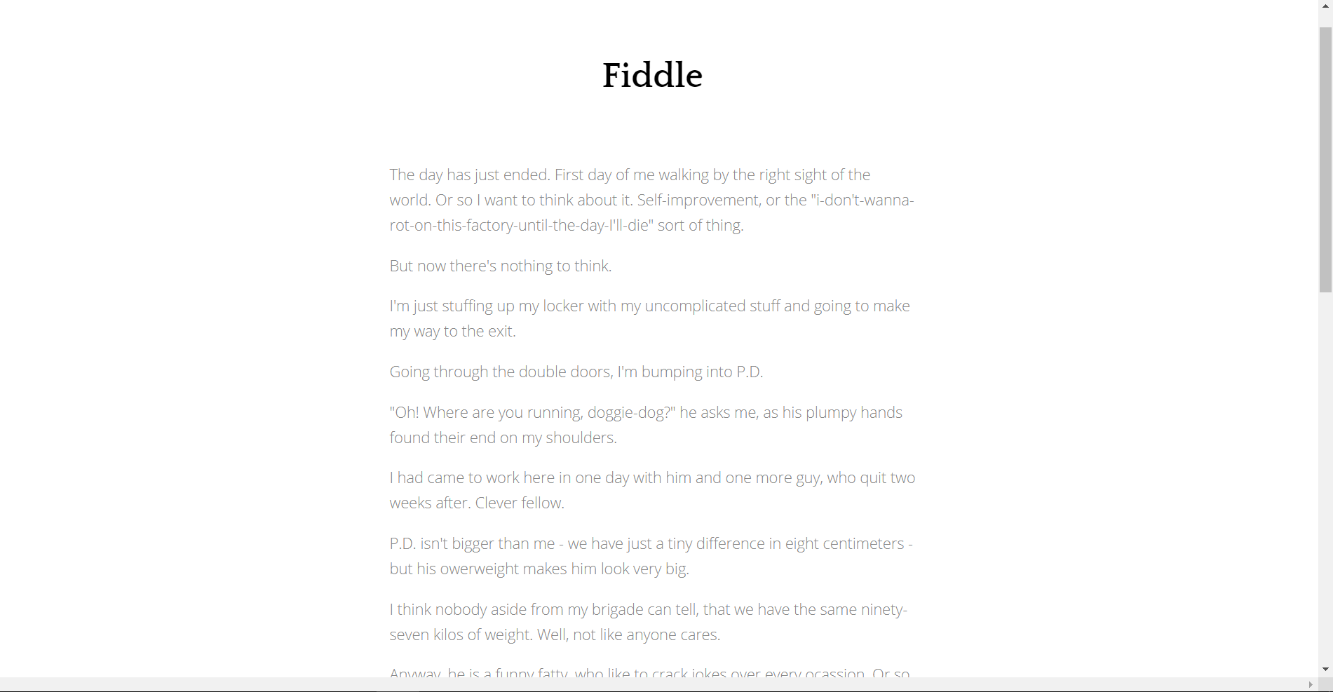 “Fiddle” – an interactive story v1.0