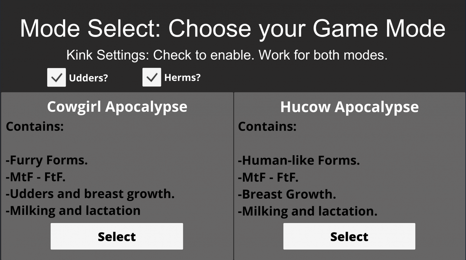 Cowgirl/Hucow Apocalypse v0.1.61